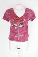 Blusa jg fashion feminina rosa estampada com Silk