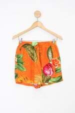 Shorts feminino laranja estampado