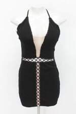 Vestido feminino preto com Tule e Recortes