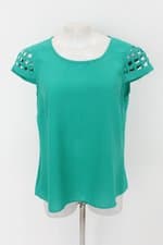 Blusa feminina verde com Recortes e Tiras