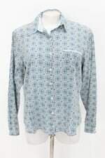 Camisa feminina azul estampada