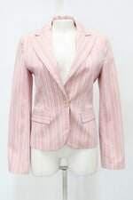 Blazer mng suits feminino rosa listrado com Ombreira