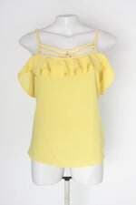 Blusa feminina amarela com Aplique e Babado