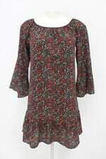 Vestido feminino estampado com Peplum