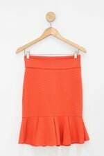 Saia lofty style feminina laranja com Peplum e Forro