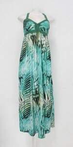 Vestido equus feminino verde estampado com Recortes