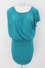 Vestido feminino azul com Franzido