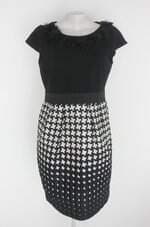 Vestido taylor feminino preto estampado com Aplique