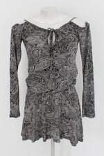 Vestido tricats feminino preto estampado