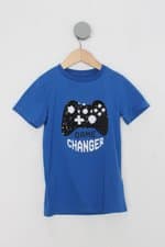 Camiseta Infantil urban heritage azul com paetê