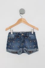 Shorts Infantil two in azul com aplique