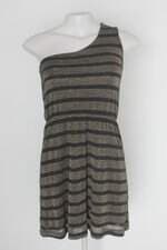 Vestido cantão feminino listrado com Forro
