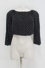 Blusa cropped feminina preta com poás 