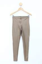 Calça de tecido feminina dourada