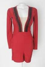 Macaquinho feminino vermelho com Bojo e Tule