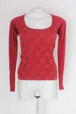Blusa manga longa c&a feminina vermelha com Renda