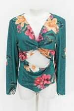 Body Renner feminino estampado com Franzido e Recorte