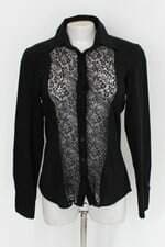 Camisa la marie feminina preta com Renda