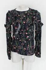 Blusa feminina azul estampada com Jabô