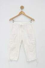 Calça de tecido canBe feminina branca com Cós com elástico