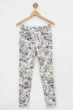 Calça de sarja feminina estampada