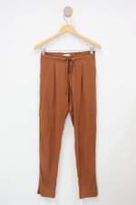 Calça de tecido feminina marrom com Meio forro