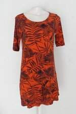 Vestido casual day feminino laranja estampado