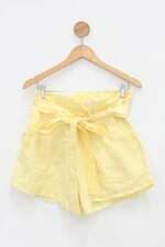 Shorts jo fashion feminino amarelo com Faixa na Cintura e Forro