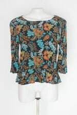 Blusa ak casual feminina preto estampado 