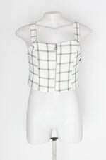 Top cropped carmim feminino xadrez com Forro