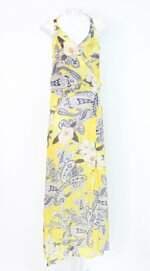 Vestido bobstore feminino amarelo estampado com Recortes