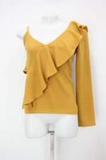 Blusa meio ombro lorane feminina dourado com Babado
