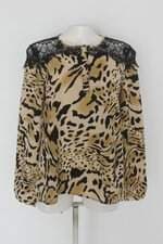 Blusa canal feminina estampada com Renda
