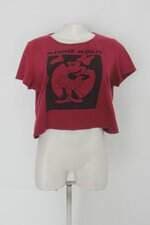 Blusa cropped feminina vermelha estampada