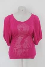 Blusa mng feminina rosa com Silk