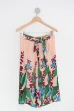 Calça de tecido feminina rosa estampada