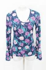 Blusa feminina azul estampada