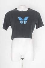Blusa cropped feminina preta com Silk
