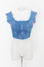 Regata feminina azul com Patch