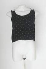 Blusa cropped renner feminina preta estampada