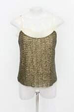 Regata shoulder feminina dourada com Paetê e Forro