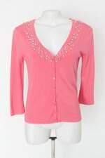 Cardigan feminino rosa com Bordado