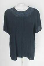 Blusa renner marfinno feminina azul com Bordado e Barra Mullet