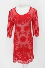 Vestido adolfo domiguez feminino vermelho com Transparência e Renda