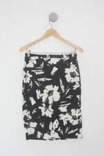 Saia zara feminina preta estampada 