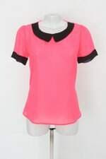 Blusa feminina rosa neon com Recorte e Transparência