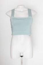 Regata cropped feminina azul com Nervura