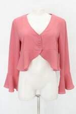 Blusa cropped Spezzato feminino rosa com Babado