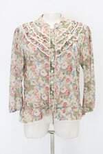 Blusa seiki feminina estampada com Babado e Transparência