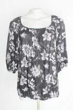 Blusa fissura feminina preta Floral 